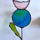 Stained glass everlasting thistle stem, gifts for gardeners