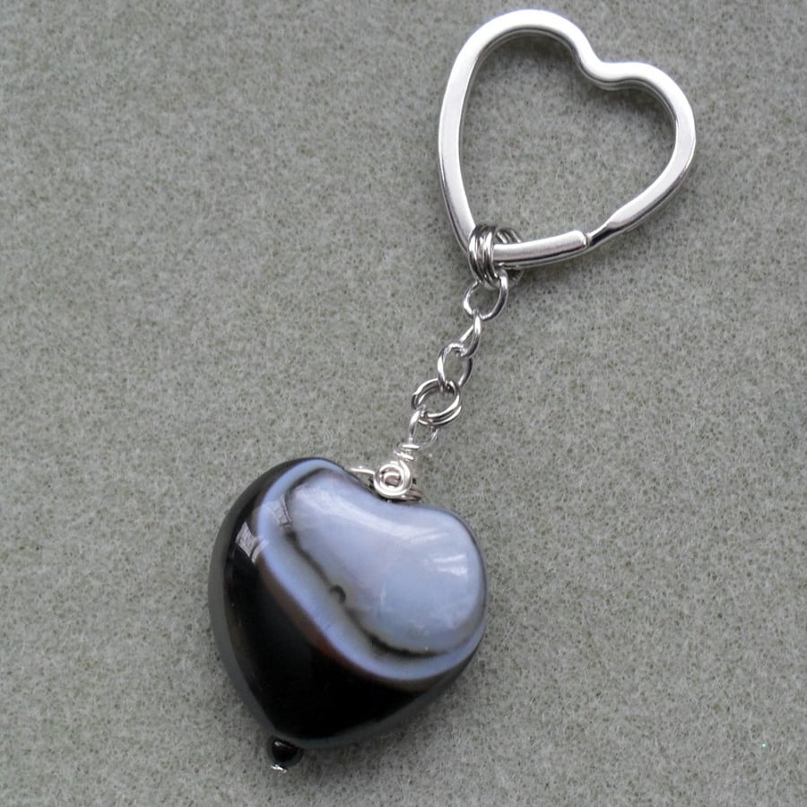 Heart Shaped Agate Keyring
