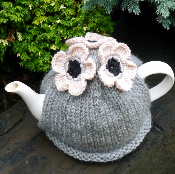 Grey Tea Cosy Blush Flowers Folksy