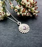 Daisy Pendant with Amethyst Cubic Zirconia - Recycled Silver Flower Necklace - Image 3