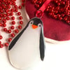 Fused Glass Penguin Christmas Hanging Decoration