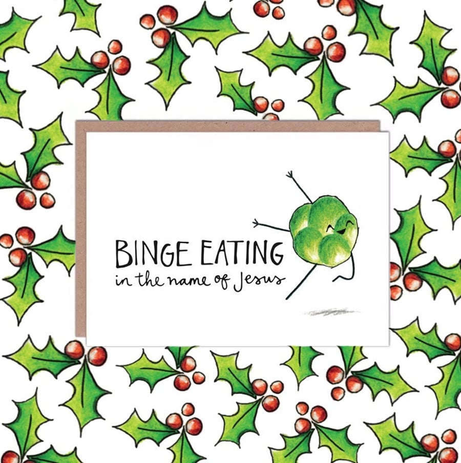 Image of Binge Eating Brussel Sprout Christmas Card