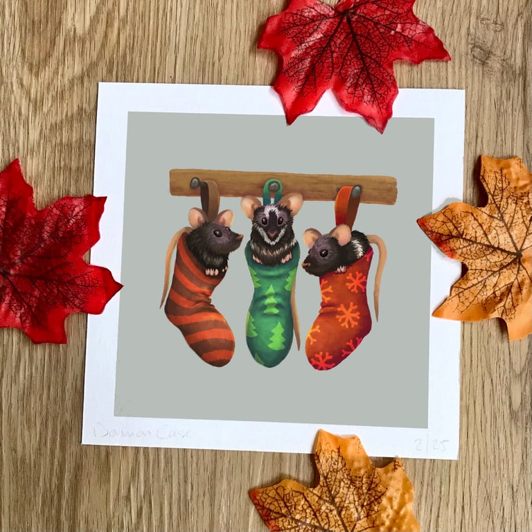 Seasonal Mice Art Print