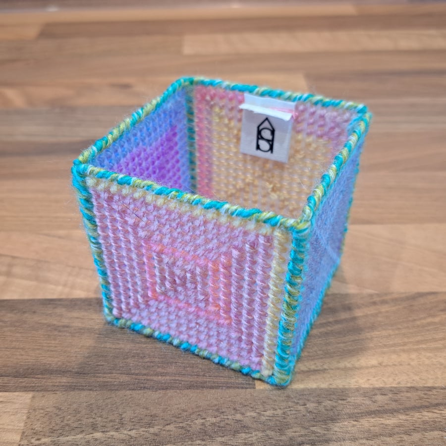 Medium container for office items - pink, yellow, blue, purple, green mix