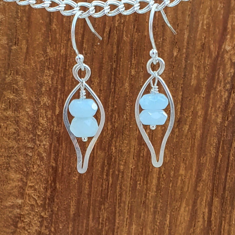 Recycled Silver and Aquamarine Earrings - Lily Earrings - Inspired by Nature