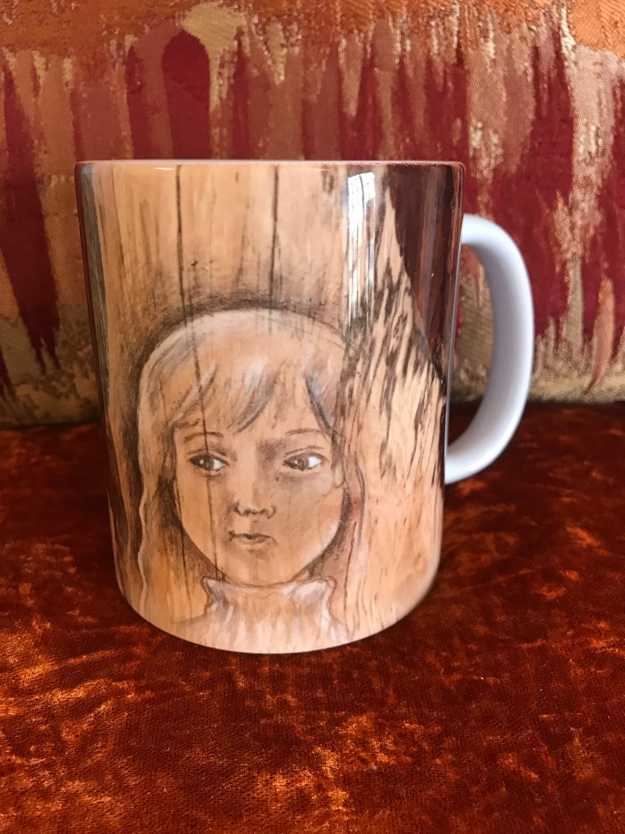 Mug with print of my "Wood Nymph" painted wood piece