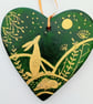 golden hare on a green ceramic heart - Image 1
