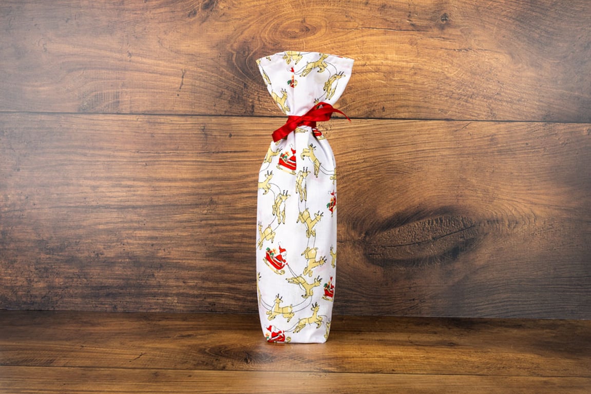 Handmade Christmas Bottle Gift Bag, Bottle Bag-Christmas Santas-CHBB14