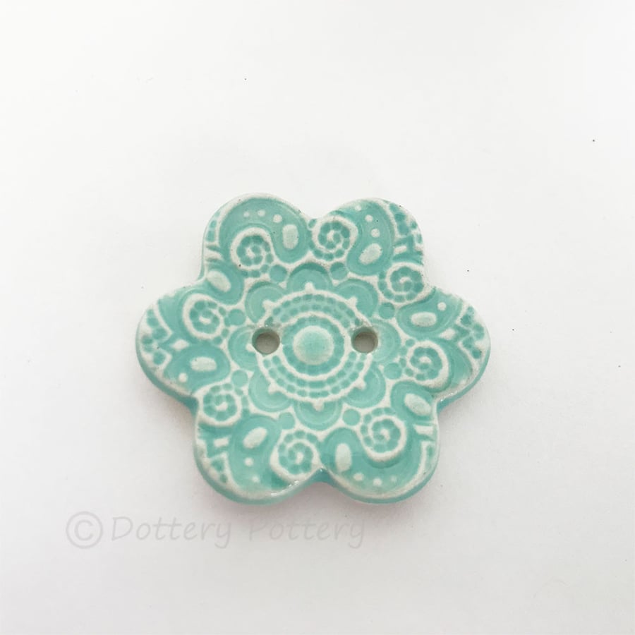 Large ceramic flower shaped button