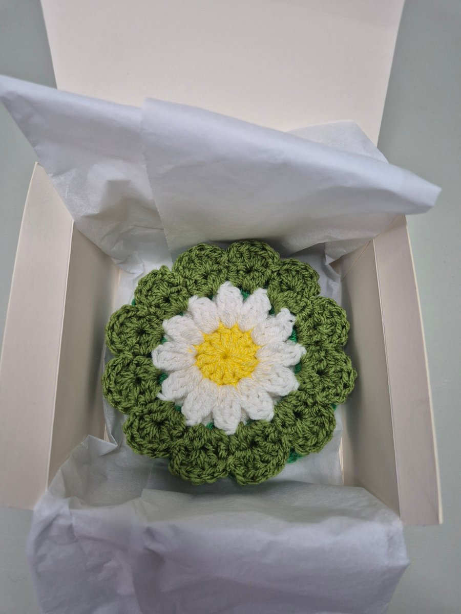Daisy flower crochet coasters, coffee coasters, mother's day gifts