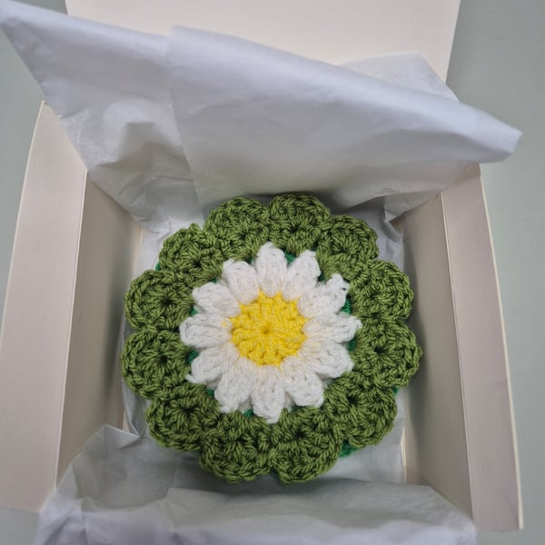 Daisy flower crochet coasters, coffee coasters, mother's day gifts