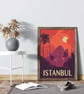 Istanbul retro travel poster, Istanbul wall art, Turkey travel poster, retro art - Image 3