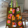 Retro vintage animal and spotty cotton tote bag