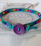 Multicoloured rainbow bead and teal leather bracelet, Pride bracelet  - Image 3