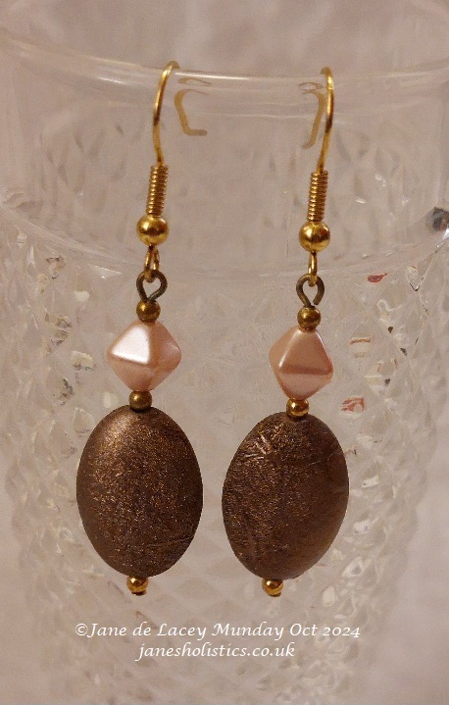 Soft pink and bronze Drop Earrings