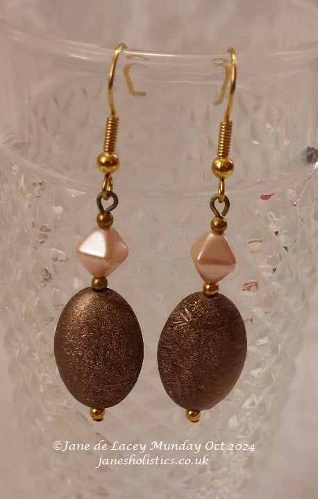 Soft pink and bronze Drop Earrings