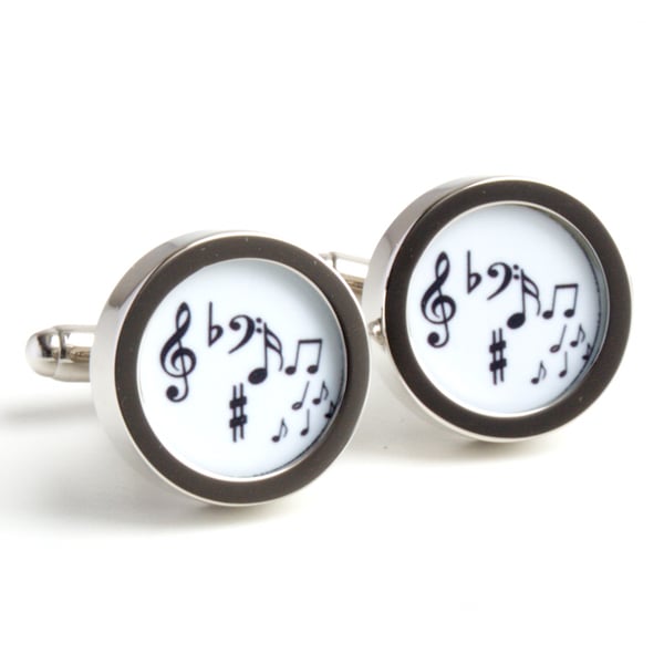 Music Cufflinks Musical Notes Cufflinks in Black and White