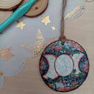 Triple moon hand painted wood slice decoration 