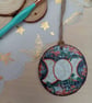 Triple moon hand painted wood slice decoration 