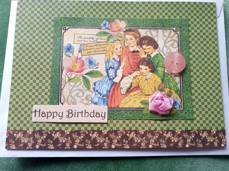 Little Women Birthday Card - Pretty Card - Beth, Jo, Meg and Amy. 