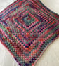 CROCHET BLANKET HANDMADE IN MULTICOLOURED YARN APPROX 30x30" or 77x77cm