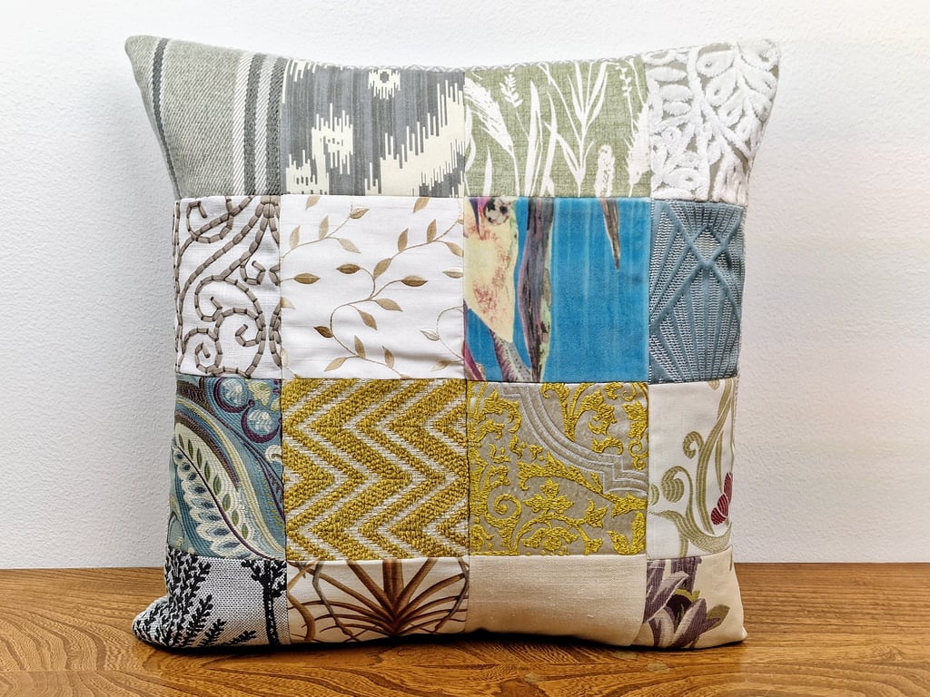 Handmade 48cm x 48cm patchwork cushion cover 