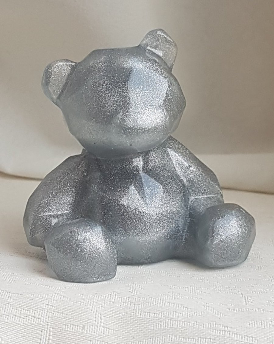 Gorgeous Silver tone Sterling Resin Bear - Keepsake Gift.