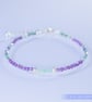 Emerald, Amethyst and Silver dainty handmade beaded bracelet - Image 1