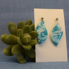 Leaf Marbled Drop Earrings