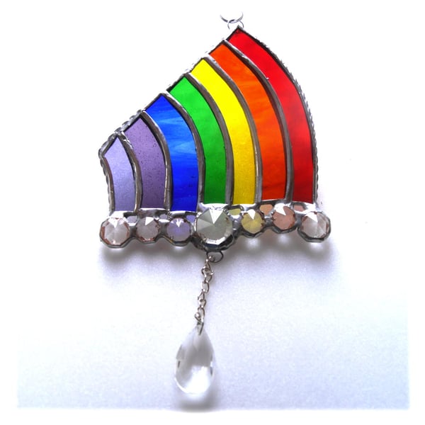 Rainbow Drops Stained Glass Suncatcher Crystal Handmade