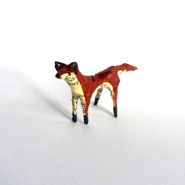 Tiny Paper Fox, Handmade Whimsical Fairytale Home Ornament Gift, Art