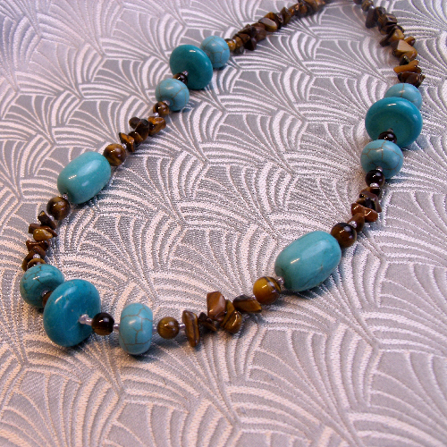 Chunky Semi-Precious Necklace, Turquoise, Handmade Chunky Necklace CC48