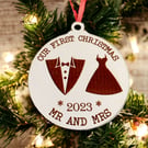 Christmas Ornament: Personalized 1st Christmas Married Keepsake Bauble .