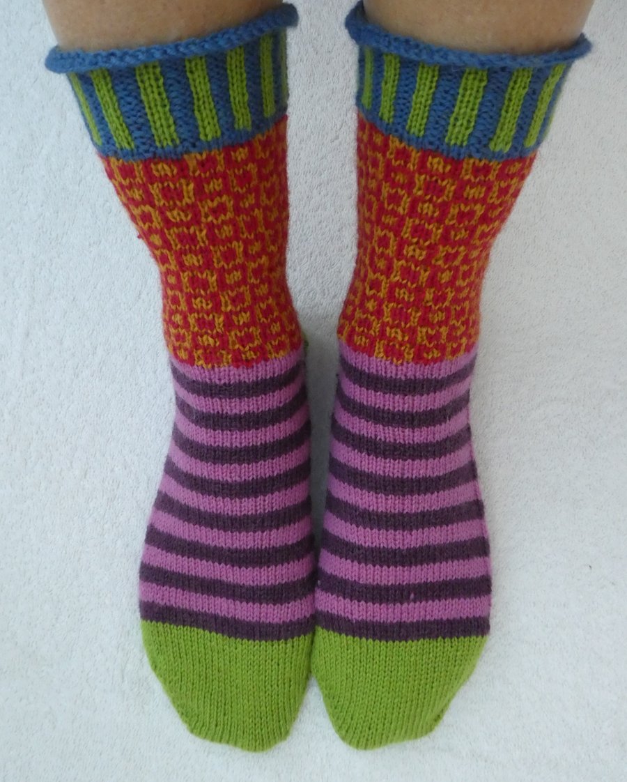 Socks 4ply Knitting. Funky Stripe Sock Knitting Pattern PDF  PDF Pattern