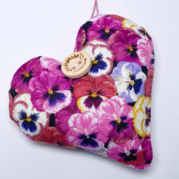 SALE ITEM - PINK PANSY HEART - with lavender or padded