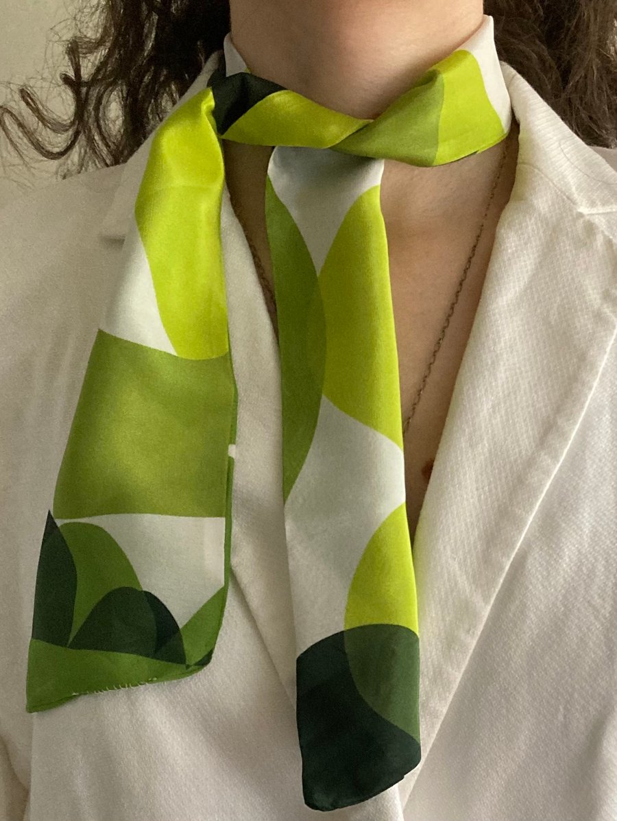  Perfectly Imperfect MINI Crepe de chine silk scarf 'Topiary Garden'