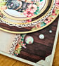 Well Done Vintage Style Card With A Photo Camera & Florals, Beige & Brown - Image 7