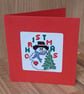 Handmade Cross Stitch Snowman & Christmas Tree Card – 5 x 5 Inch - Image 2
