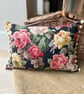 Vintage Rose Barkcloth rectangular cushion cover with pompom trim - Image 6