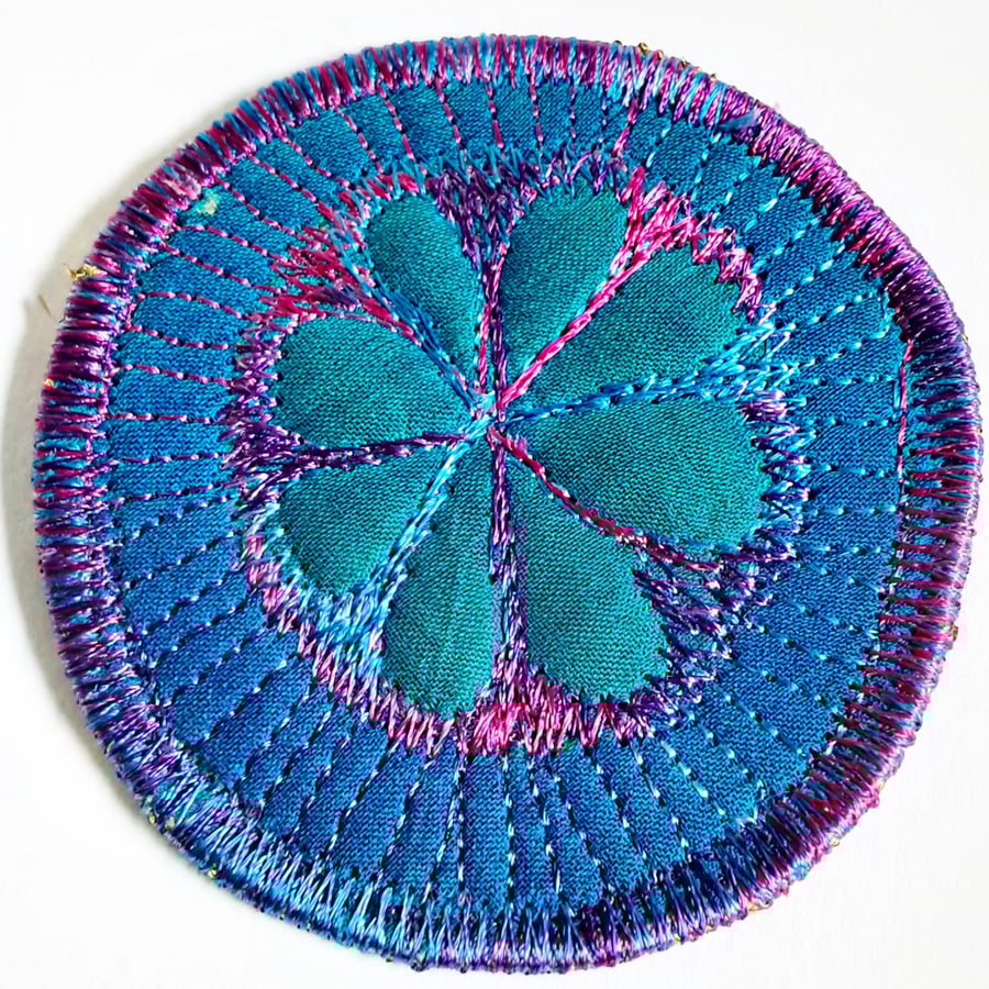 Textile Brooch Free Machine Embroidery 