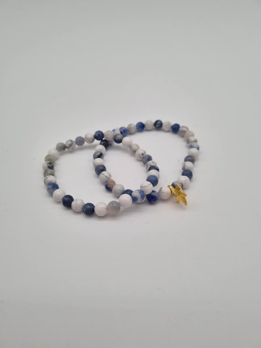 Natural Howlite and Sodalite Beaded Bracelets