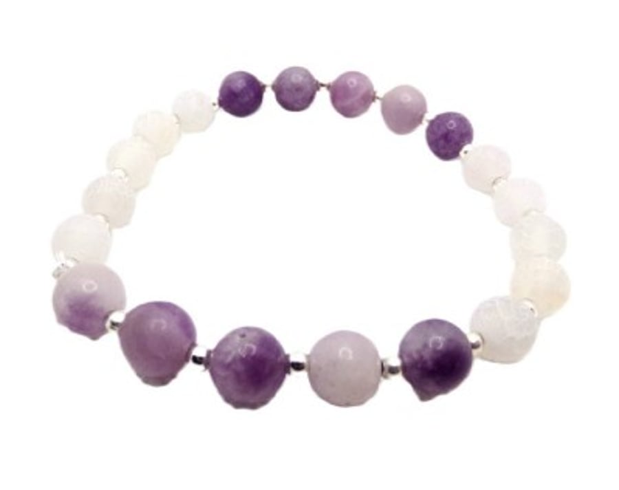 Lepidolite and Agate Gemstone Bracelet