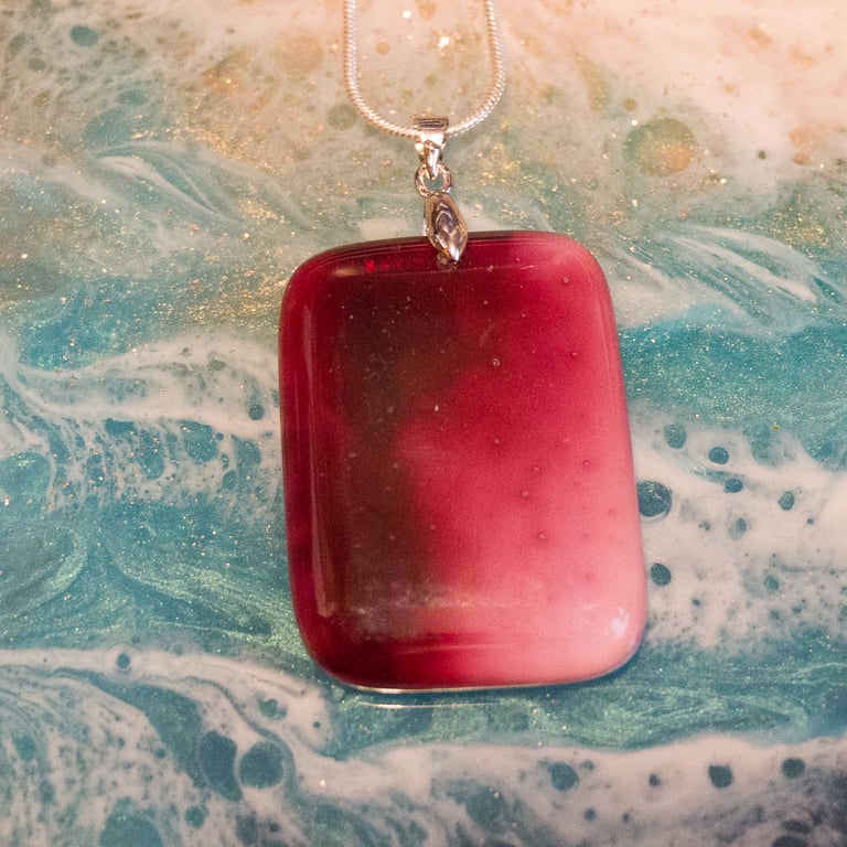 Streaky Plum Fused Glass Pendant - 1247