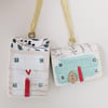 Set of 2 Wooden Christmas House Hanging Decorations
