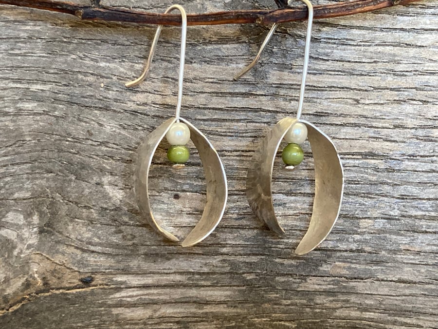 Sterling silver mistletoe earrings