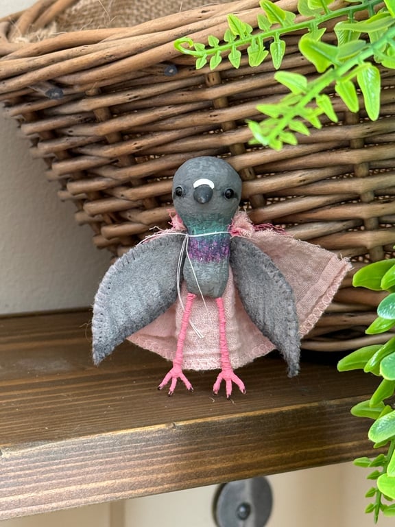 Fancy Pigeon Spun Cotton Miniature Art Doll Paloma