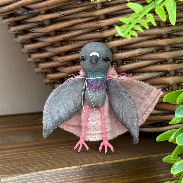 Fancy Pigeon Spun Cotton Miniature Art Doll Paloma