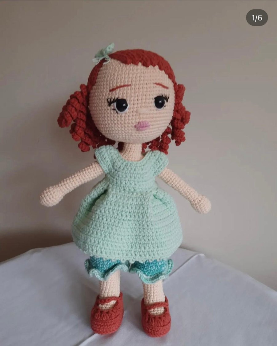 Red hair Doll,Crochet Doll , Amigurumi Doll 
