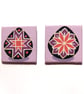 2 Purple Pysanky Fridge Magnets - art of Ukrainian style Easter eggs, small gift - Image 1