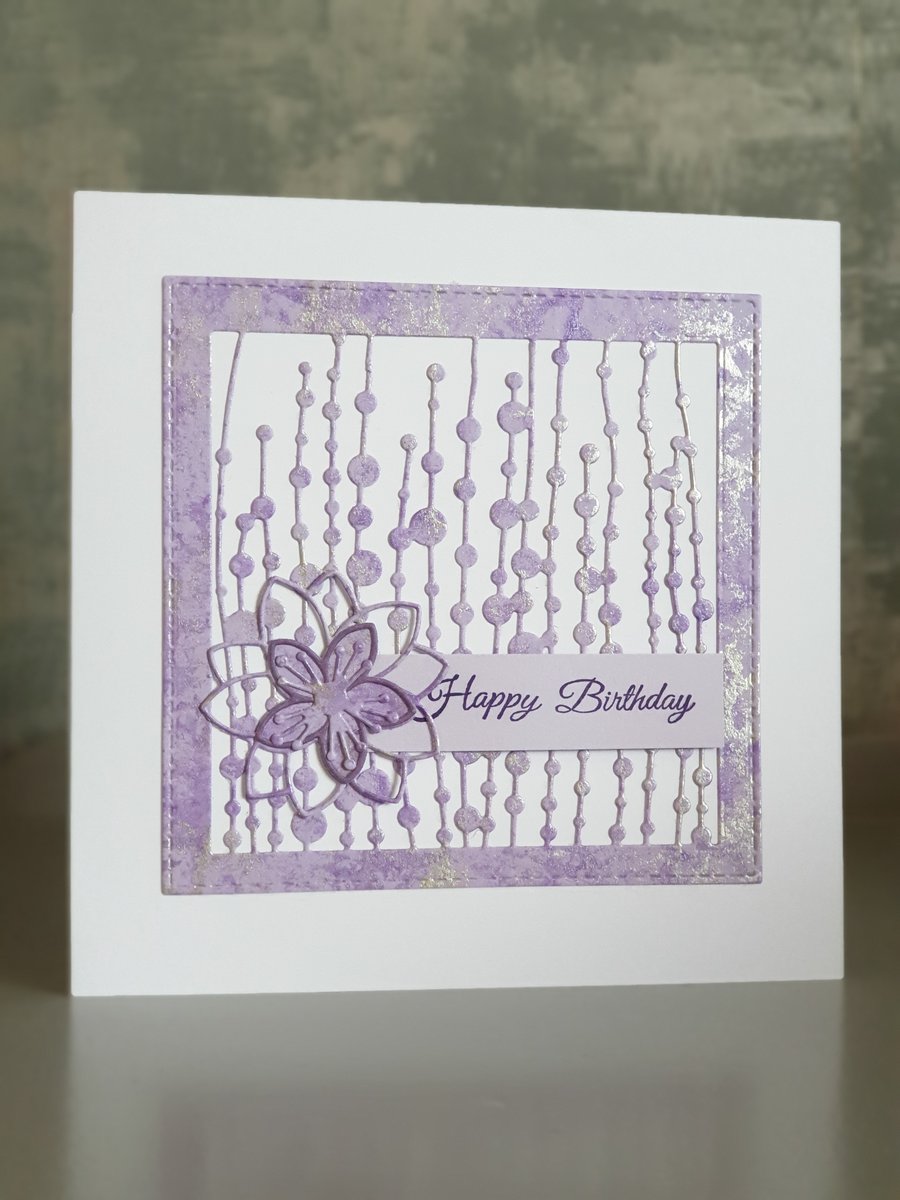 Lilac Raindrop Birthday Card 
